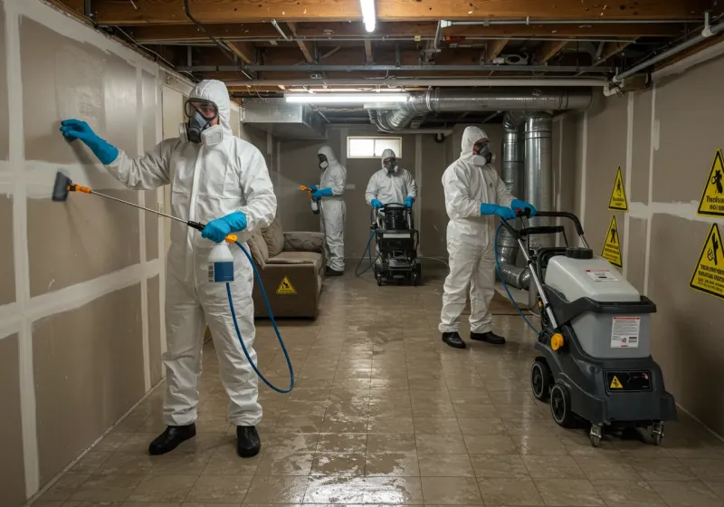 Basement Moisture Removal and Structural Drying process in South Browning, MT